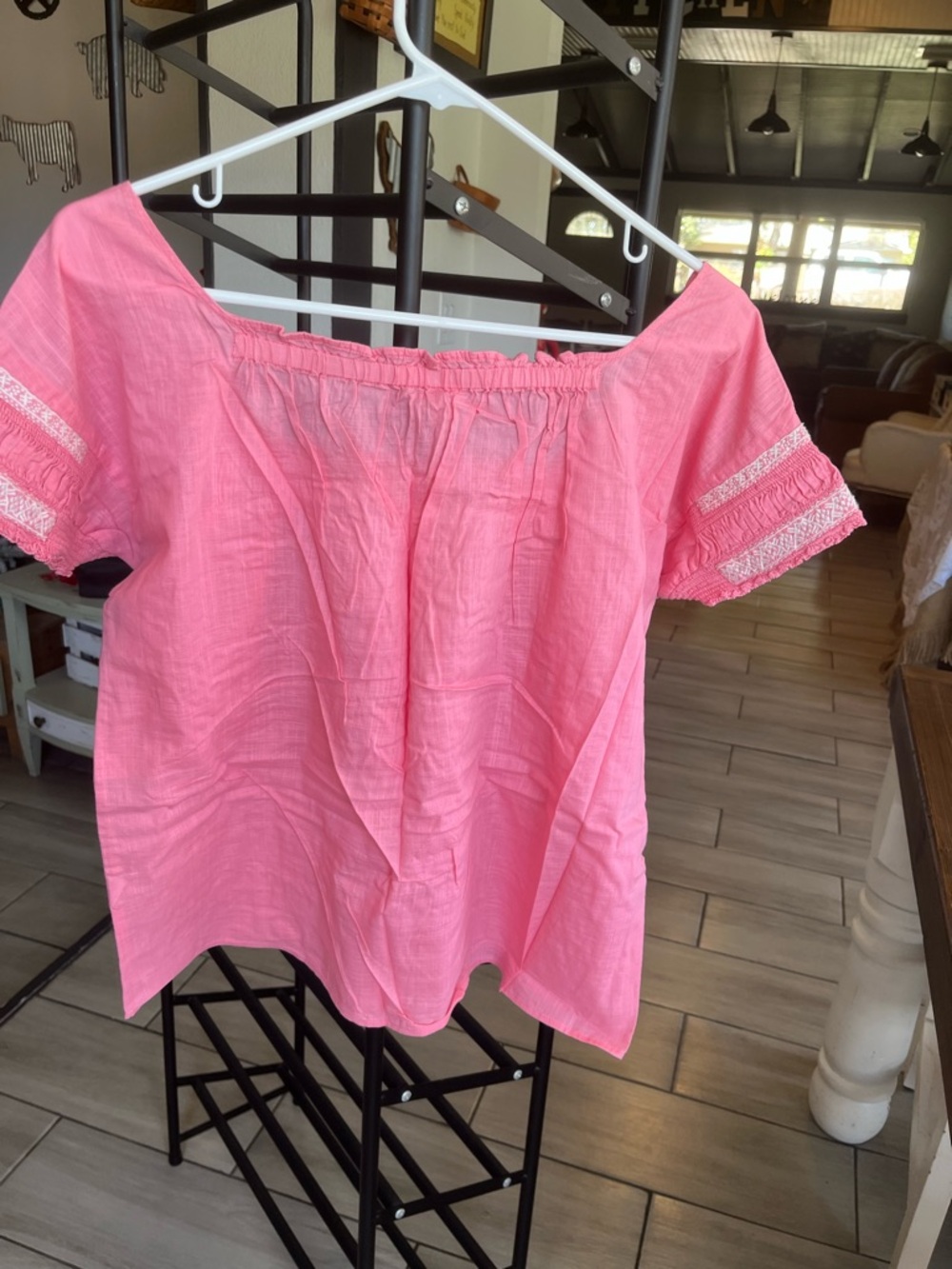 J. Crew Pink Floral Embroidered Peasant Blouse - Picture 2 of 3